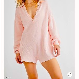 Free People Picnic Sweater Romper in pink dogwood, size small